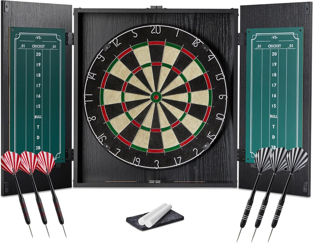Amazon Basics Regulation Size Dartboard Cabinet Set for Adults, Black