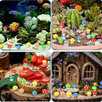 JUNEBRUSHS 120 Pcs Mini Resin Mushroom Colorful Fake Mushrooms Tiny Resin Mushroom Miniature Mushroom Figurines Mushroom Ornaments for Fairy Garden Landscape Crafts Party Favors