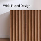VividVibe Wide Fluted Sideboard Buffet Cabinet with Storage, 94.11" Long Credenza with 6 Integrated Finger Pulls Doors, Modular Large Buffet Table Modern Organic for Entryway Living Room Amber Oak