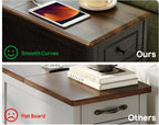 Farmhouse End Table with Charging Station, USB-C, Narrow Side Table with Storage Cabinet and Deep Drawer, Small Nightstand with Hidden USB Ports and Outlets for Living Room, Bedroom, Office,Black