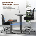 400LBS Drafting Chair, Tall Office Chair with Adjustable Lumbar Support&Footrest Ring, Comfy Extra Deep W-Shape Thicken Cushion, Breathable Mesh Standing High Desk Chair with Padded Flip-up Armrests