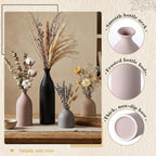 Dandat Brown Ceramic Vase Set of 4, Modern Ceramic Vases Neutral Colors Farmhouse Table Centerpiece for Dried Flowers, Living Room, Kitchen, Bedroom