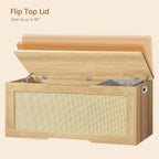 usikey 47.2" Large Storage Chest with Fabric Drawer, Toy Box with Safety Hinges, Extra Wide Storage Bench for Bedroom, Living Room, Entryway, Supports 300 lb