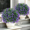 Yangrass Artificial Lavender Topiary Ball Trees with Ground Spike, Set of 2 UV Resistant Artificial Shrubs, Fake Evergreen Artificial Plant Bush for Indoor Outdoor Front Porch Garden