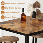 Lamerge Bar Table Set,Industrial Bar Table and Chairs Set,5 Pcs Dining Table Set Counter Height Pub Table with 4 Chairs, Wooden Breakfast Table Set Kitchen Counter,Adjustable Feet,Rustic Vintage