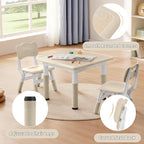 Adjustable Kids Table Chairs Set – Graffiti Desktop, Multi-Activity Height-Adjustable Toddler Study Desk for Ages 3-8 – Ideal for Home, Classroom, Daycare (W-Wood, 2 Chairs-23.6" L x 23.6" W)