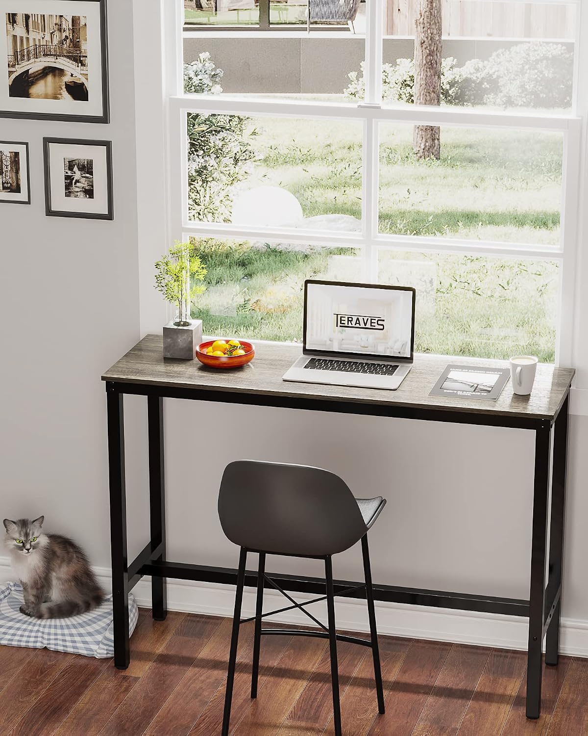 Bar Table, Bar Height Pub Table, High Top Cocktail Table for Kitchen Dining | 47.24" Rectangular Bar High Table for Kitchen Nook, Home Bar, Living Room, Bistro, Pub, Party, Sturdy Metal Frame