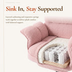 Dowinx Big and Tall Office Chair, Ergonomic Desk Chair with Thick Cushion, Wide Seat & Armrests Computer Gaming Chair,High Back Reclining Teddy Fleece Criss Cross Chair with Foot Rest, Pink