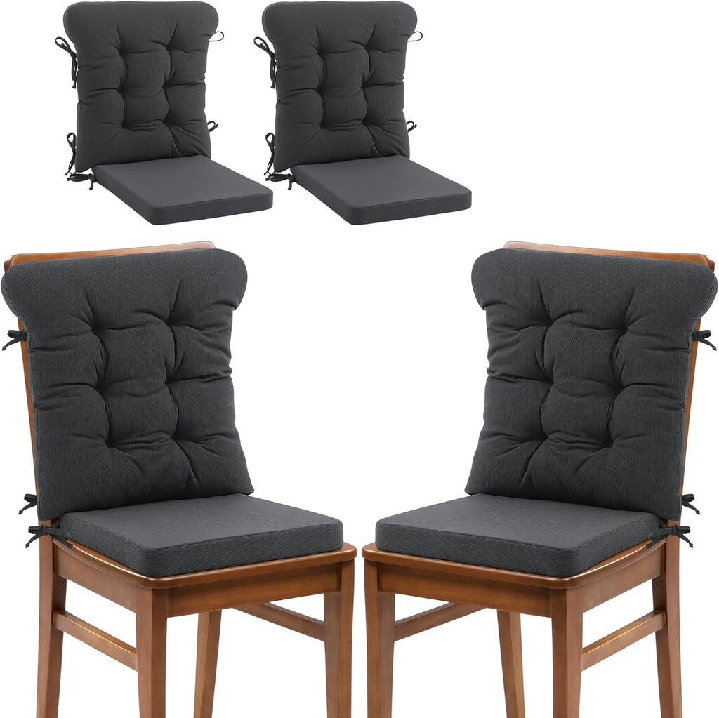 ROYALAY 2 Sets Cushions for Kitchen Chairs, Dining Chair Back Cushion with Straps, Dining Room Seat Pad & Back Pad with Removable Cover, Grey
