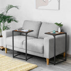 C Shaped End Table, Sofa Side Table for Couch and Bed, Snack Table with Wood Look Top, Metal Frame Bedside Table for Living Room, Bedroom