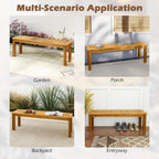 COSTWAY Outdoor Bench, 52” Backless Acacia Wood Narrow Bench for Patio, Park, Garden & Front Porch (1,52”)