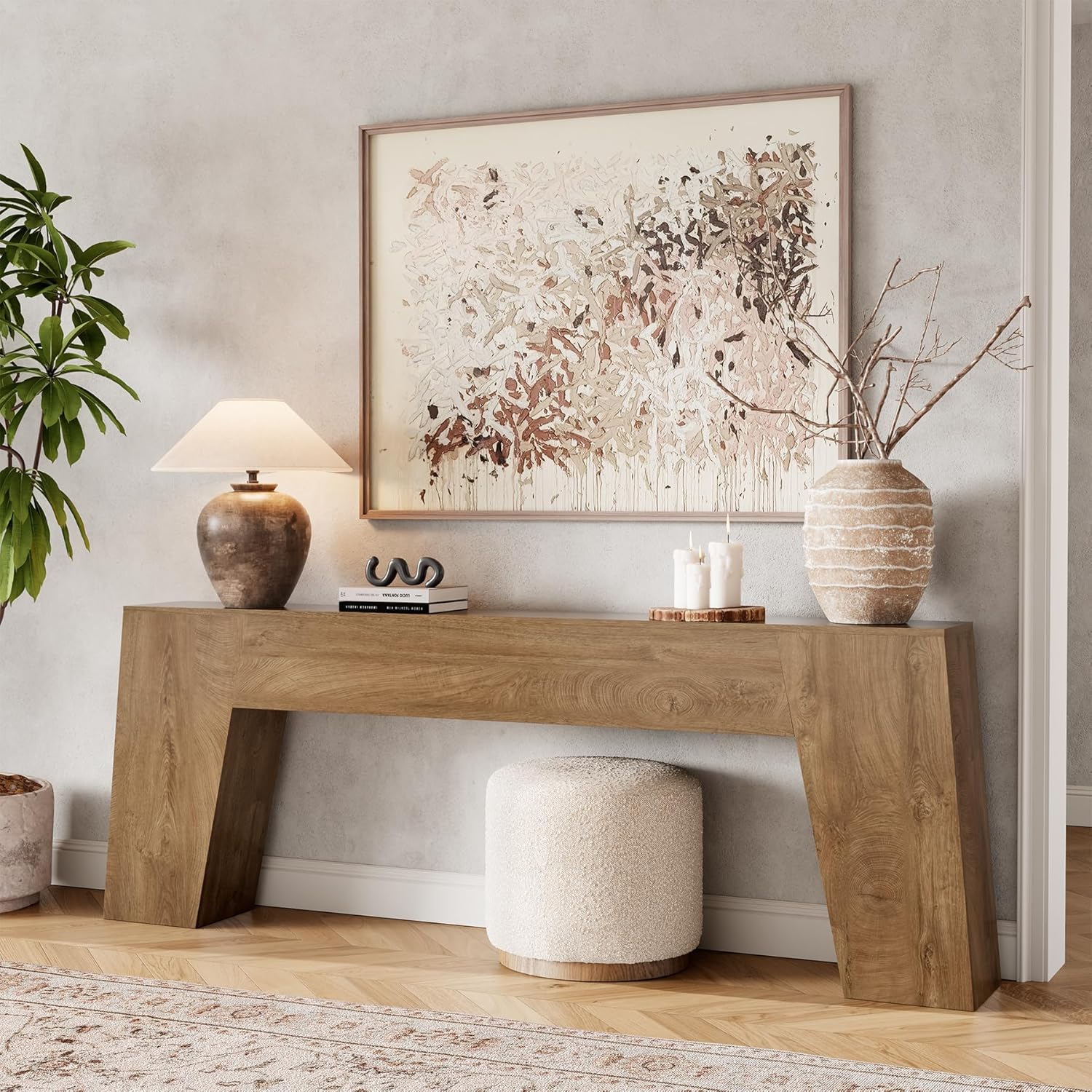 Epecoya Extra Long Sofa Console Table for Entryway, 78-Inch Large Farmhouse Wood Behind Couch Table, Modern Accent Entrance Table for Foyer Living Room Hallway Home, Natural Oak Brown