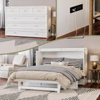 AFI, Northfield Murphy Bed Chest Queen with 6" Mattress, Storage Drawer & Built-in USB Charger, White