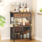 SWTYMIKI Coffee Bar Cabinet with Drawer - Coffee Stand Station with Removable Hooks, Buffet Cabinet for Coffee Maker or Microwave, Kitchen Bar Table Storage Organizer (Espresso, 20.47"x13.78"x31.3")