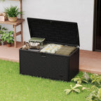 Takywep 73 Gallon Rattan Resin Outdoor Storage Deck Box, Waterproof UV Resistant Patio Storage Bench with Lockable Lid, 480 LBS Weight Capacity for Cushions Garden Tools Pool Supplies