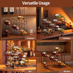 Nuovoware Countertop Wine Rack, 14-Bottle, 3 Tier, Black+Brown | Wine Bottle Organizer Storage, Freestanding Modern Carbon Steel Holder, Hexagonal Structure, for Cabinet, Pantry