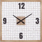 Deco 79 Farmhouse Wood Square Wall Clock, 24" x 2" x 24", White