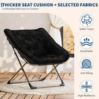 Collapsible Saucer Chair for Adults – Soft Faux Fur, Metal Frame, 300 Lbs Capacity, No Assembly Needed – for Bedroom, Living Room, Dorm or Apartment