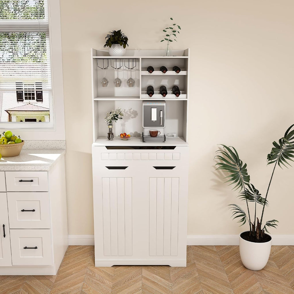 HRVEOCEI 71" Pantry Cabinets for Kitchen Storage, White Farmhouse Kitchen Hutch Cabinet with Open Shelving, Tall Freestanding Food Pantry & Pantries with Drawer for Dining Room (Cabinet)