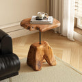 WELLAND Natural Edge Cedar Stump Side Table with Tree Root Base - Unique Handmade Wood Accent Table 14 W x 19" H