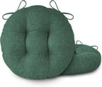 Round Chair Cushions with Ties 16" x 16" x 3" Thick Round Cushions Set of 2 for Indoor Furniture Comfy Circle Seat Pads for Kitchen Dining Room Green