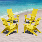 MXIMU Adirondack Chairs Set of 4 Outdoor: 450lb Capacity&33in Tall Backrest Oversized Modern Adirondack Chairs - Comfortable All-Weather Fire Pit Chair - Easy Assembly True Wood Grain Lawn Chair