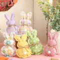 Easter Stuffed Fabric Bunnies - 6Pcs Handcrafted Fabric Bunnies for Tiered Trays - Spring Home Decor, Adorable Easter Stuffers for Basket Bowl Vase