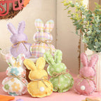 Easter Stuffed Fabric Bunnies - 6Pcs Handcrafted Fabric Bunnies for Tiered Trays - Spring Home Decor, Adorable Easter Stuffers for Basket Bowl Vase