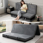 GEMBED Tri Folding Mattress Queen Size - Memory Foam Tri-fold Handle & Non-Slip Bottom, Portable Foldable Sofa Bed Floor Chair for Travel RV Camping Guest Yoga - 6 Inch, 78"x58"x6"