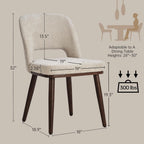 Usaint Wooden Dining Chairs Set of 4, 19.3" Modern Upholstered Fabric Side Dining Room Chair with Ergonomic Curved Backrest for Kitchen Dining Room and Restaurant, Khaki