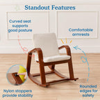 ECR4Kids Bentwood Reading Rocking Chair with Armrests and Cushion, Montessori Furniture, Dark Walnut