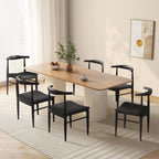 Yaheetech Dining Chairs Set of 6 Mid Century Modern Leather Dining Room Chairs with Armless Backrest & Metal Legs for Kitchen, Living Room, Black