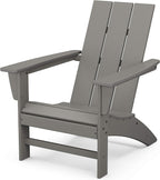 POLYWOOD Modern Adirondack Chair – All-Weather Outdoor Lawn Adirondack Chairs – HDPE, Fade-Resistant & Durable Outdoor Furniture – For Patio, Deck & Fire Pit Chairs – Grey