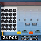 Vercraft 24 Pcs Magnetic Mop Broom Holder Movable Magnetic Broom Holder Rack, Anti Slip Wall Mounted Utility for Cleaning Tools, Garage, Kitchen, Laundry, Garden (Black)
