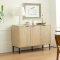 Buffet Cabinet with 3 Fluted Doors, Large Coffee Bar Table, Wooden Storage Cabinet, Modern Farmhouse Sideboard Credenza for Dining Room, Kitchen, Living Room, 15.35"x45.98"x31.5", White Oak
