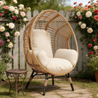 Balcony Chairs Wicker Egg Chair, 400lbs Capacity, Indoor Outdoor Use, Weather-Resistant PE Rattan(Natural)