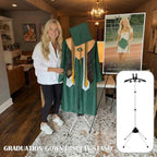 Bucherry Graduation Gown Display Stand Adjustable Garment Hanger for T Shirt Portable Hanging Metal Clothes Stand for Cap Clothing Jacket Coat Shirt Display (Rack,Silver and Black,32"-63")