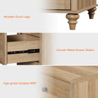 WAMPAT Buffet Cabinet with 5 Drawers and 4 Doors, Vintage Wood Grain Design, Farmhouse Coffee Bar with Storage, Morden Sideboard Cabinet for Dinning Room, Kitchen, and Living Room, 101 inch, Oak