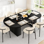 Jocoevol 78.7" Dining Table for 6-10 People, Oval Dining Room Table with 3-Tier Storage Shelf, Modern Black Kitchen Tables with Heavy Duty Pedestal Base for Home, Dining Room, Black