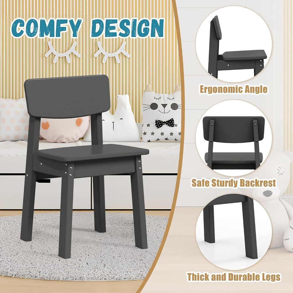 Costaelm Outdoor Kids Dining Chair Set of 2,Step Stool Toddler Chair, Gray