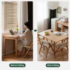 31"-47" Extendable Dining Table Chairs and bench Set for 4, Solid Wood Folding Kitchen Table with Oak Wood Legs, Space-Saving Dinner Tables for Living Room, Kitchen(Original, 1table+2chairs+1bench)