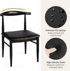 Yaheetech Dining Chairs Set of 6 Mid Century Modern Leather Dining Room Chairs with Armless Backrest & Metal Legs for Kitchen, Living Room, Black