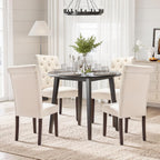 COLAMY Tufted Dining Chairs Set of 4, Accent Parsons Diner Chair Upholstered Fabric Stylish Kitchen Chairs with Solid Wood Legs and Padded Seat, Beige