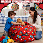 Boao 30'' Large Spider Kids Bean Bag Chairs Cover (No Filling) Washable Stuffed Animal Storage Beanbag Chair for Kids Canvas Bean Bag Cover with Zipper for Boys Organizing Plush Toys Textile Sack