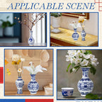Maxcheck 12 Pcs Small Blue and White Vase Mini Porcelain Chinoiserie Bud Vase Vintage Ceramic Oriental Handmade Chinese Flower Jardiniere for Home Office Shelf Table Centerpieces Decor(Classic)