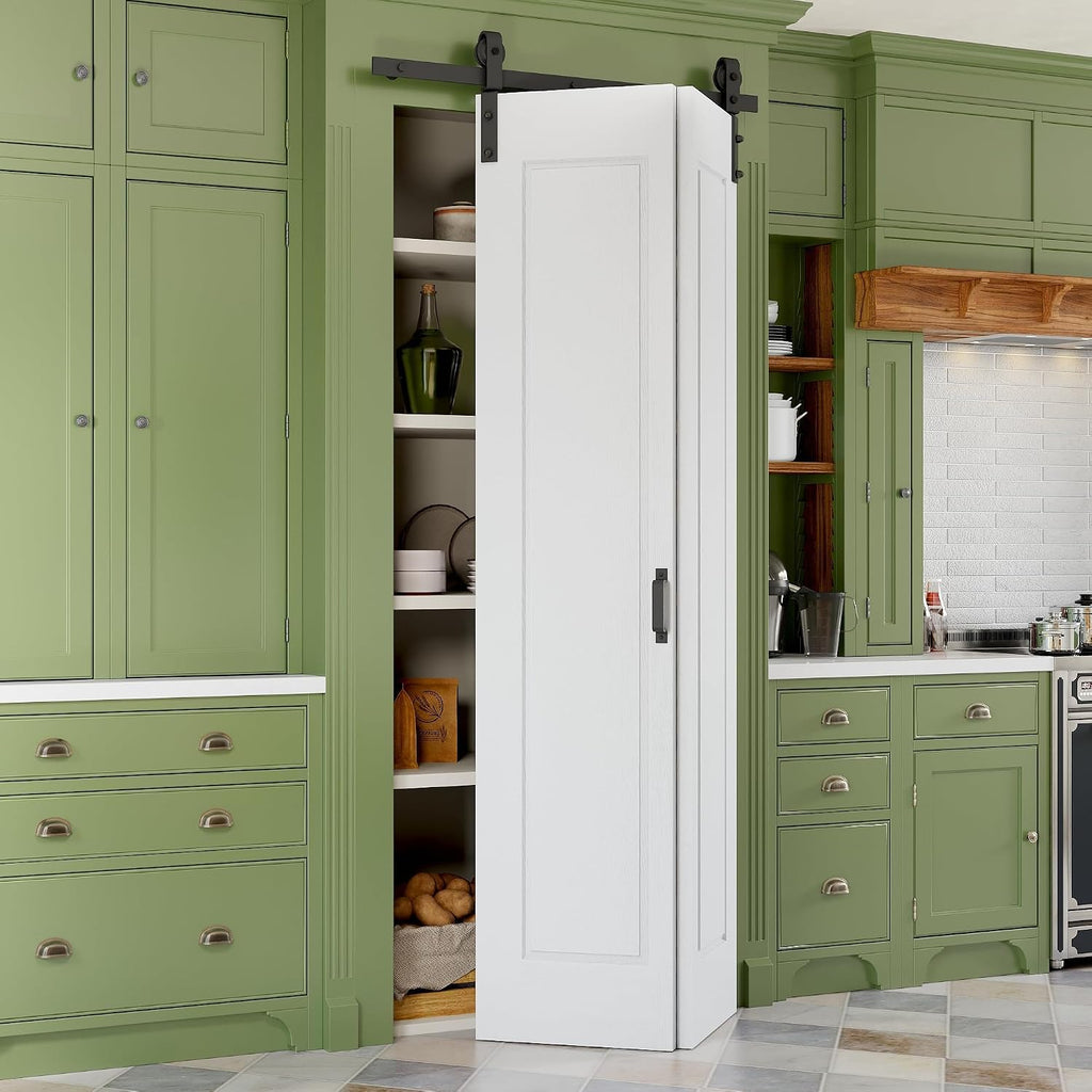 36" x 84" Paintable Bifold Barn Door with 40" Hardware & Handle - 1 Raised Hollow Core Panels No Assembly Required, Pre-Drilled Holes for Easy Installation, Pantry Closet Bi Fold Barn Doors