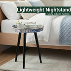 Round Indoor Side Tables with Detachable Wooden 3 Legs, Versatile Tray Table, Perfect for Round Coffee Table Tea, and Relaxation Time 17.7 Inch (33 Bohemian)