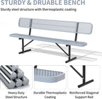 4/6/8 Feet Park Bench for Outside Heavy Duty Metal, Garden Benches Outdoor Bench with Backrest & Portable Frame, for Shopping Malls Stores Parks Patios Decks, Grey