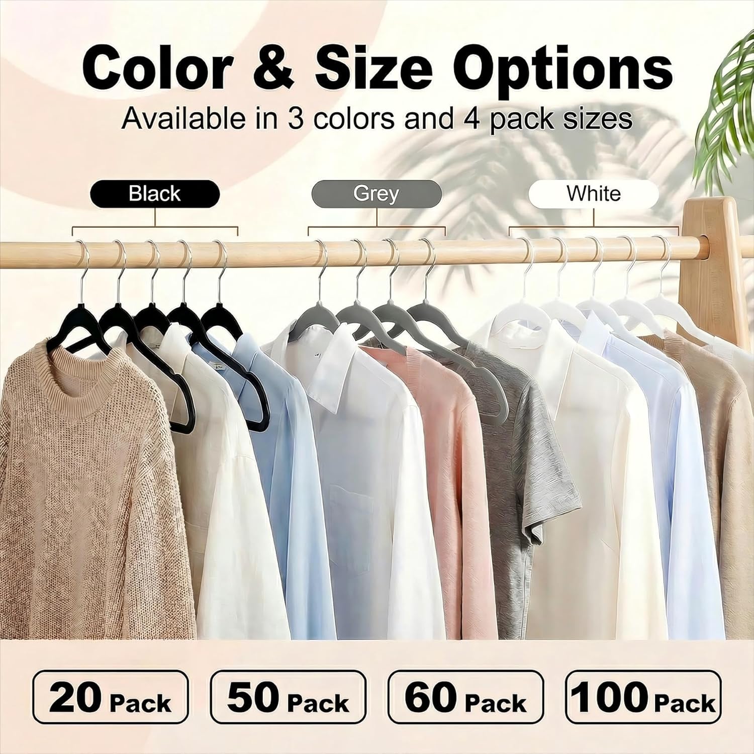 HOUSE DAY Quality Plastic Hangers 100 Pack - Heavy Duty Non-Velvet Hangers with Non Slip Notches & 360° Swivel Hook - Slim Space Saving Clothes Hangers Ideal for Coats Shirts Jackets Dresses (Black)