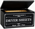 Rustic Farmhouse Decor Dryer Sheet Holder With Hinged Lid - For Laundry Room Organization - Laundry Softener Dispenser - Home Laundry Room Décor (Black)